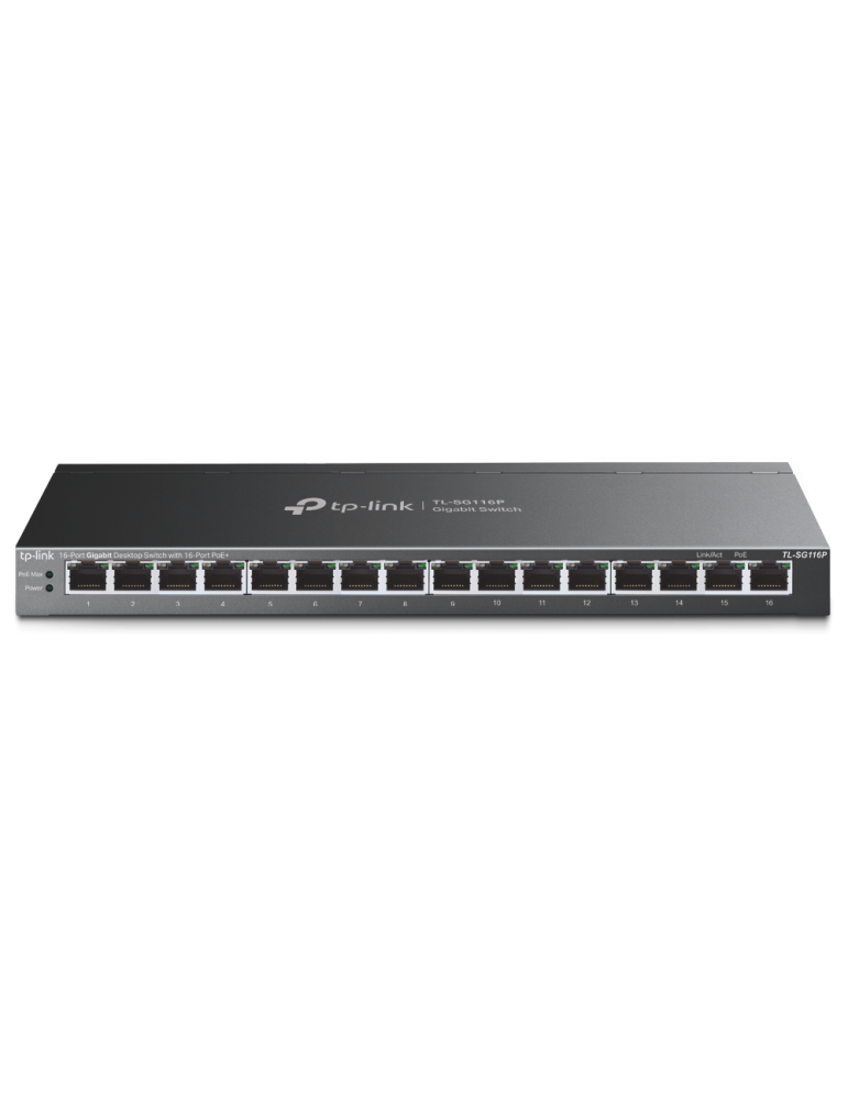 Мрежов комутатор TP-Link TL-SG116P, 16-портов Gigabit PoE+ - 1