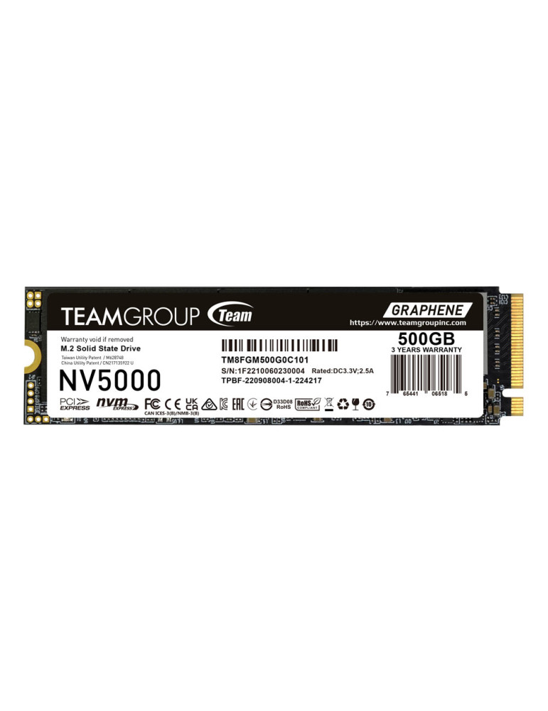 SSD диск Team Group Elite NV5000, 500GB PCIe Gen4 NVMe M.2 2280, 4500/1800 MB/s - TM8FGM500G0C101 - 1