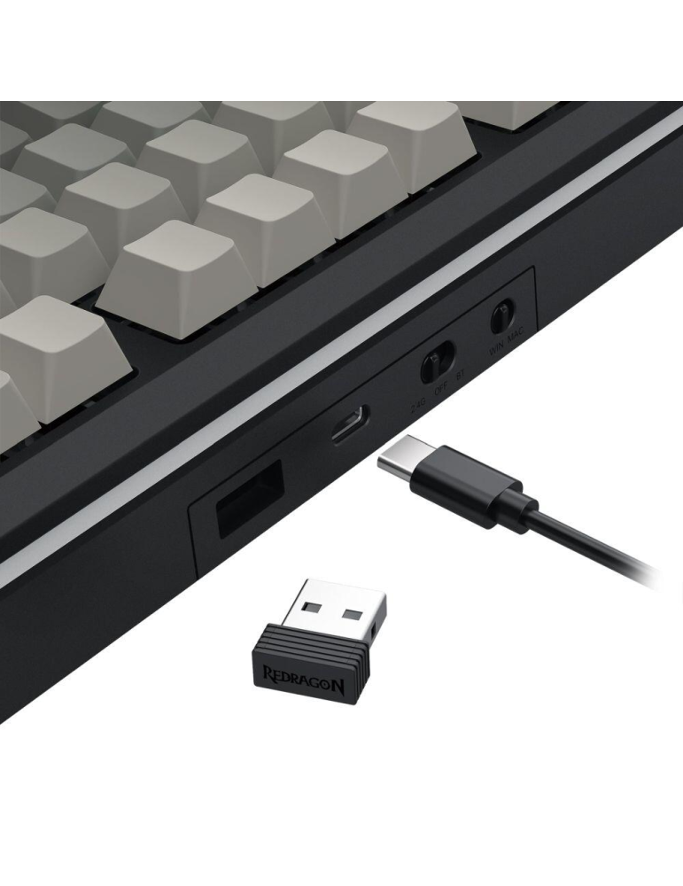 Bluetooth механична геймърска клавиатура Redragon Wildslash Pro K734SP, RGB подсветка, Redragon RPC линейни суичи, презареждаема 4000mAh батерия - 2