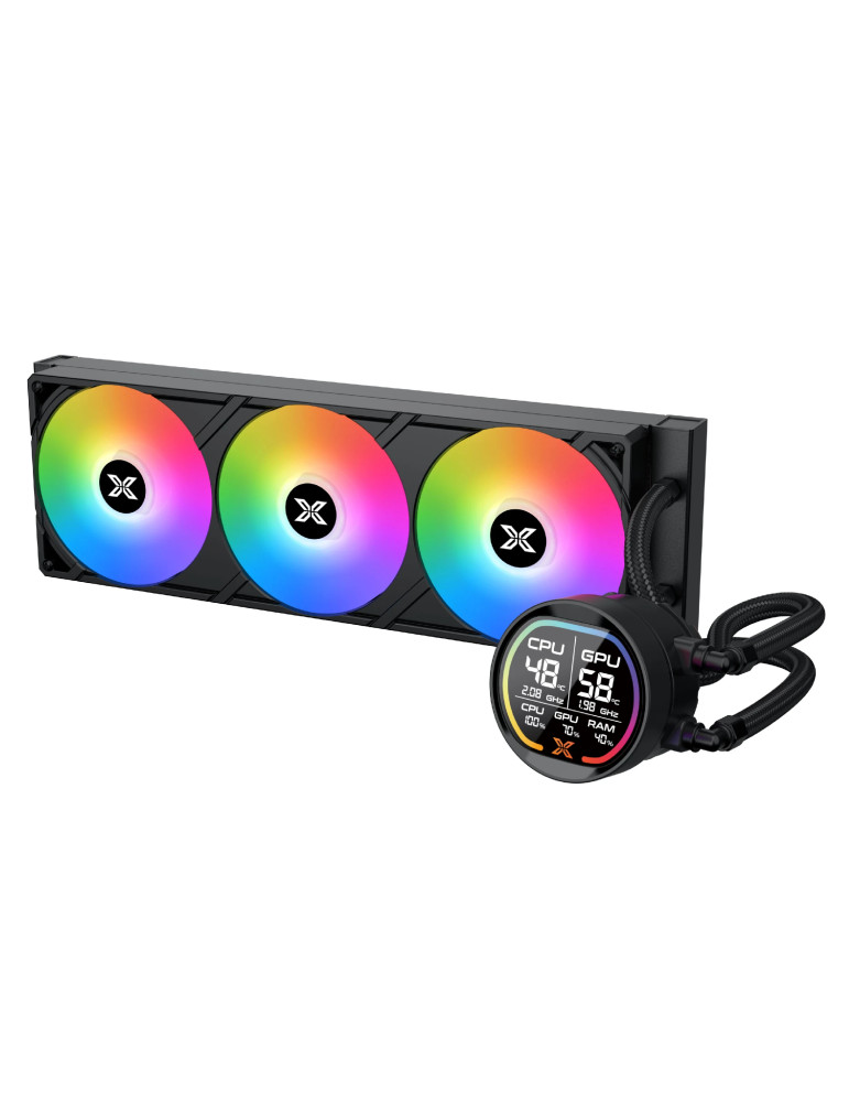 Водно охлаждане за процесор Xigmatek LK Pro 360 Digital, 360mm, 2.7" LCD дисплей, Меден блок, Addressable RGB - EN47404 - 2