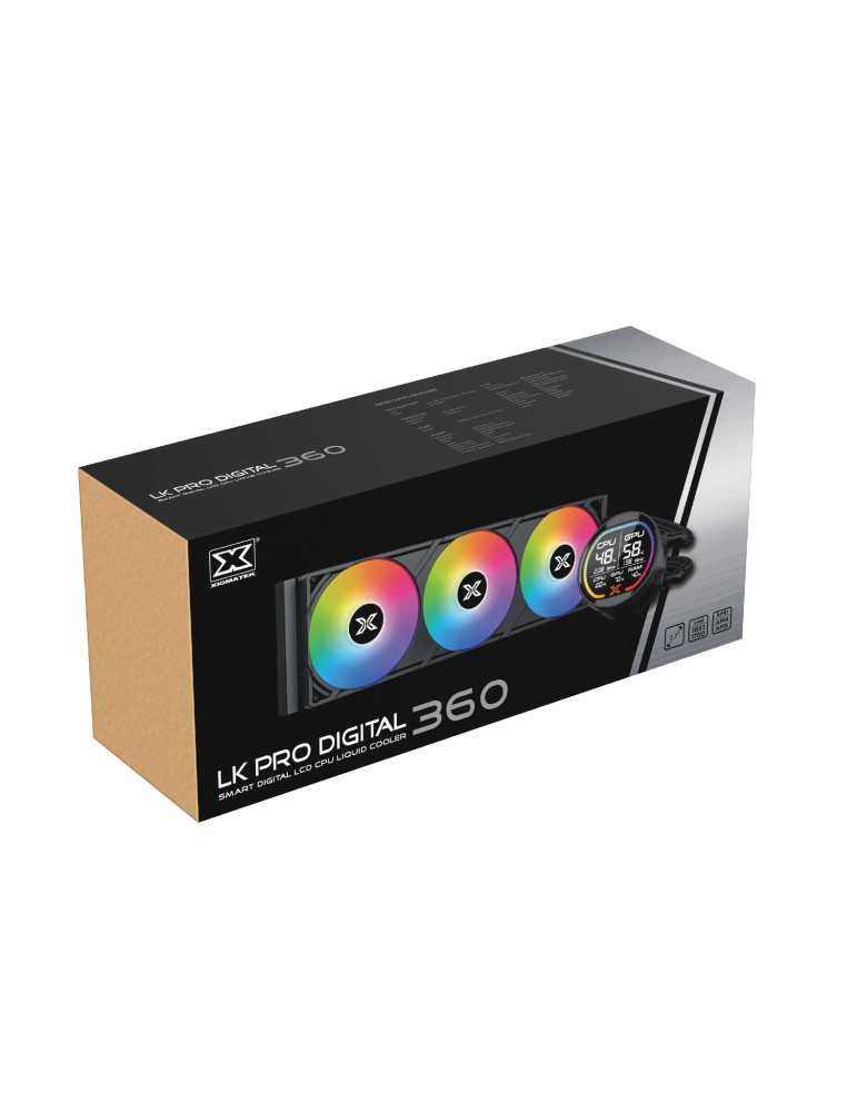 Водно охлаждане за процесор Xigmatek LK Pro 360 Digital, 360mm, 2.7" LCD дисплей, Меден блок, Addressable RGB - EN47404 - 8