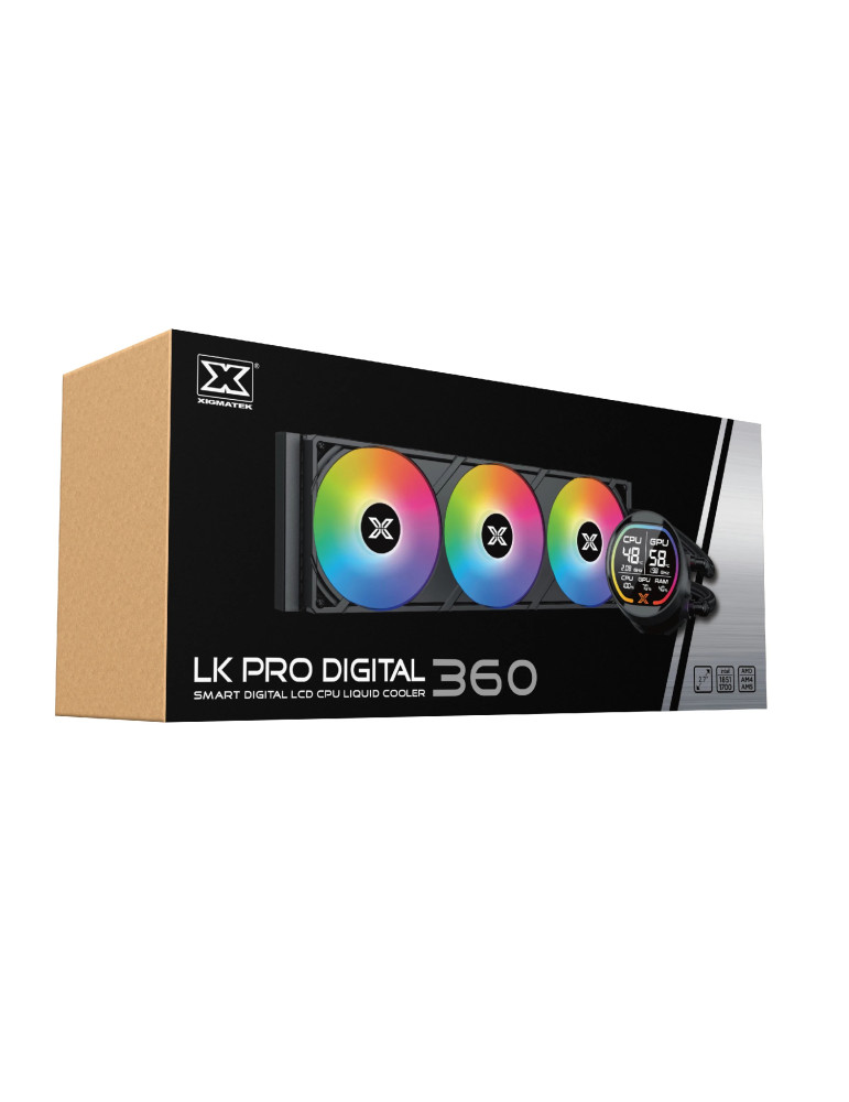 Водно охлаждане за процесор Xigmatek LK Pro 360 Digital, 360mm, 2.7" LCD дисплей, Меден блок, Addressable RGB - EN47404 - 10