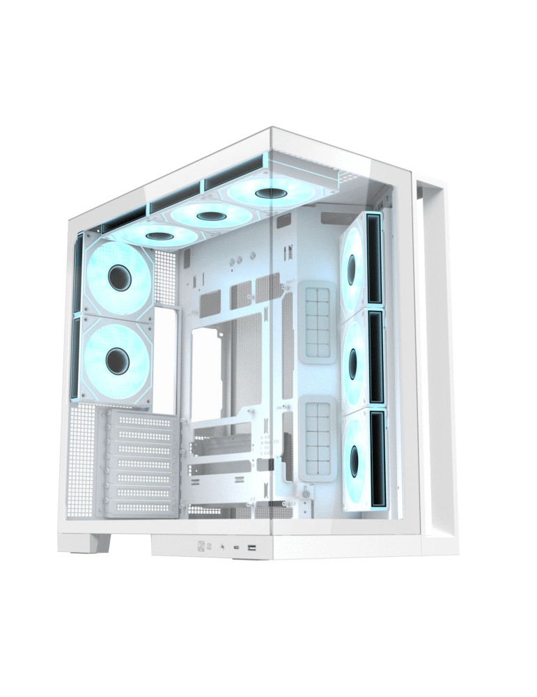Кутия Xigmatek Aqua 7 Arctic, Middle Tower ATX, Бял, 8 ARGB вентилатора, USB-C, Tempered Glass - EN49033 - 5