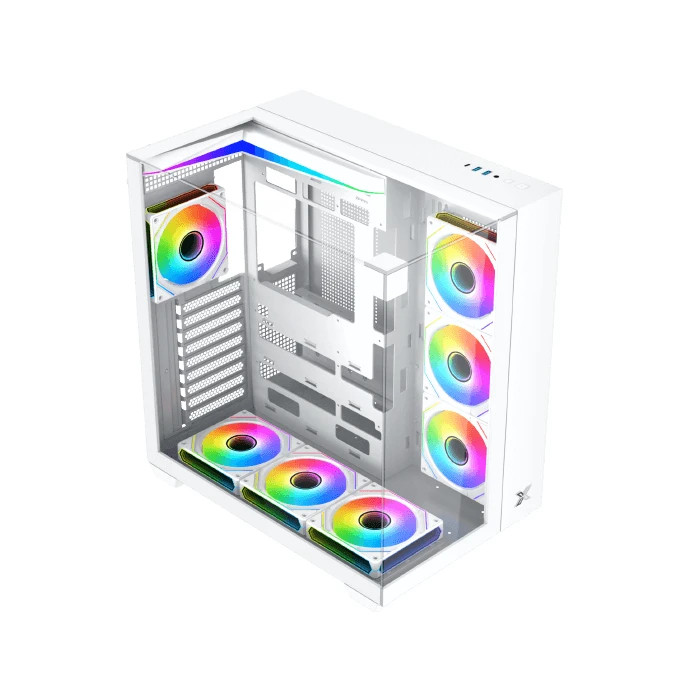 Кутия за компютър Xigmatek Aqua V Arctic H23A, Middle Tower ATX, 7 ARGB Вентилатора, Tempered Glass - EN49088 - 2