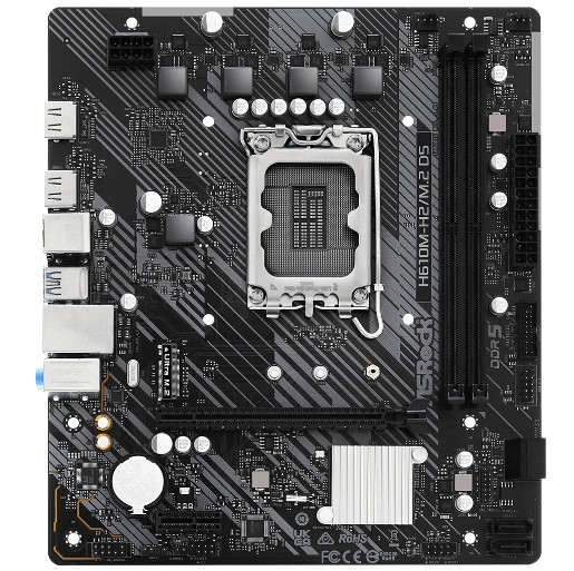 Дънна платка ASRock H610M-H2/M.2, Intel H610, DDR5, 2 DIMM Slots - 2