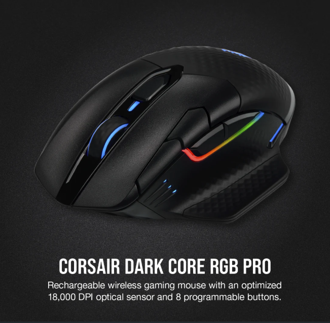Bluetooth/Безжична геймърска мишка CORSAIR Dark Core RGB PRO, 18000 DPI, Оптичен сензор, RGB осветление - CH-9315011-EU - 4