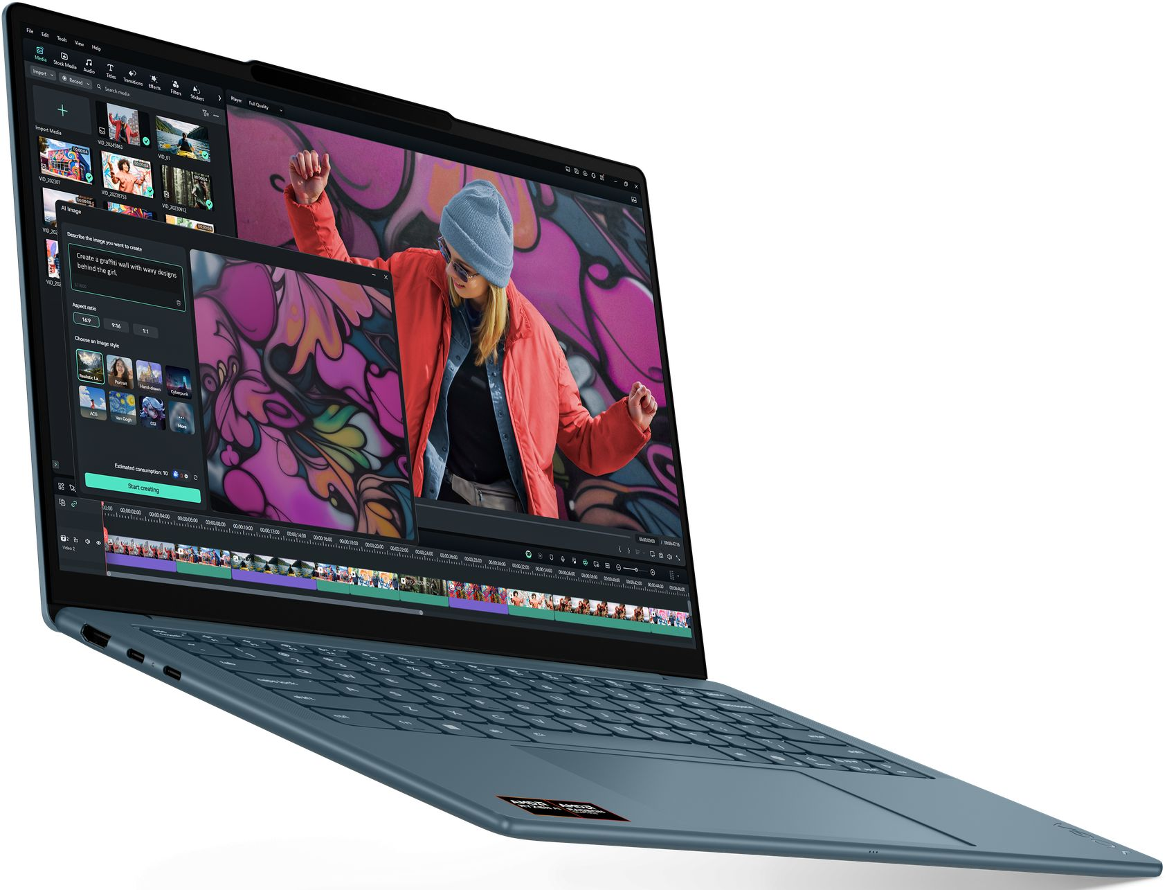 Лаптоп LENOVO Yoga Slim 7, 14" WQXGA+ OLED 120Hz, AMD Ryzen AI 7 350, 32GB DDR5, 1TB SSD, Windows 11 Home - 83JY001XBM - 2