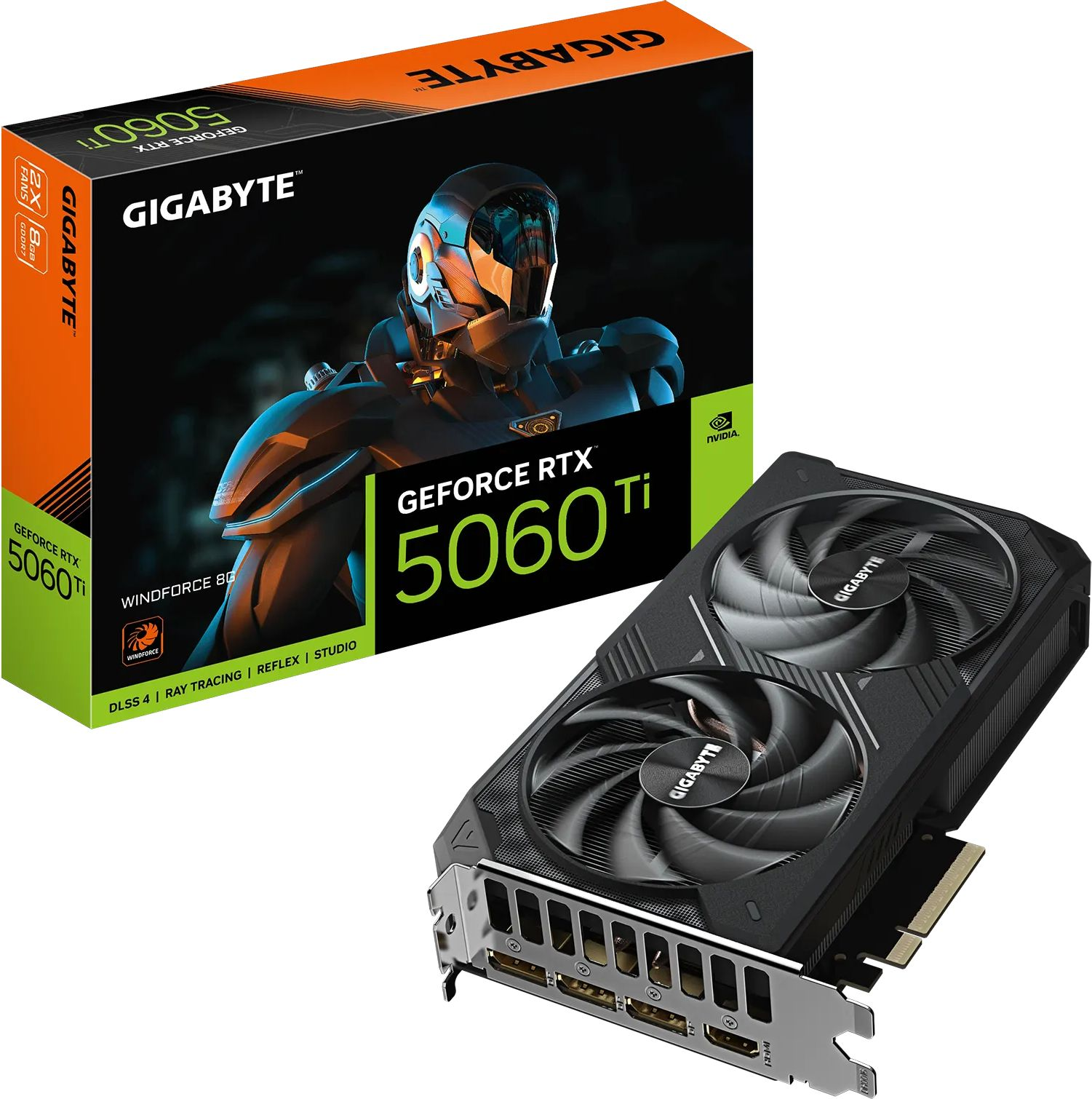 Видео карта GIGABYTE GeForce RTX 5060 Ti WINDFORCE, 8GB GDDR7 28Gbps - GV-N506TWF2-8GD