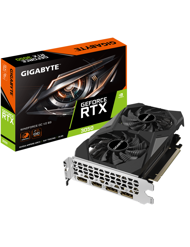 Видео карта GIGABYTE RTX 3050 WINDFORCE OC V2, 6GB GDDR6 - GV-N3050WF2OCV2-6GD - 1