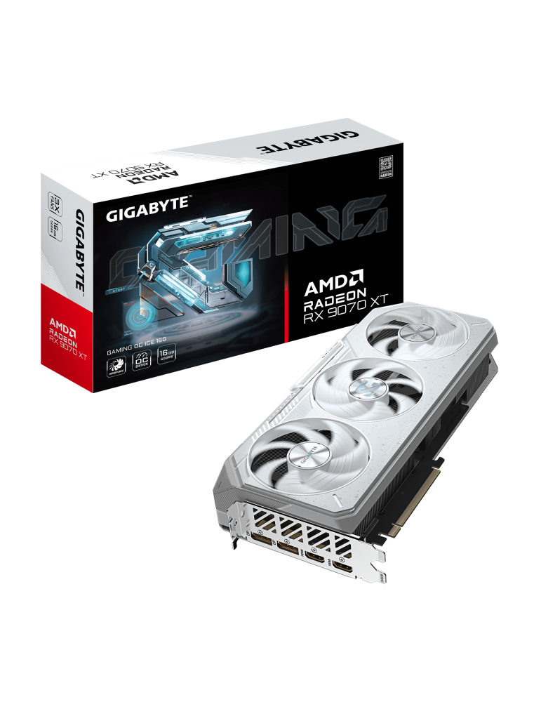 Видео карта GIGABYTE RADEON RX 9070 XT GAMING OC ICE, 16GB GDDR6 20Gbps - GV-R907XGAMINGOCICE-16GD - 1