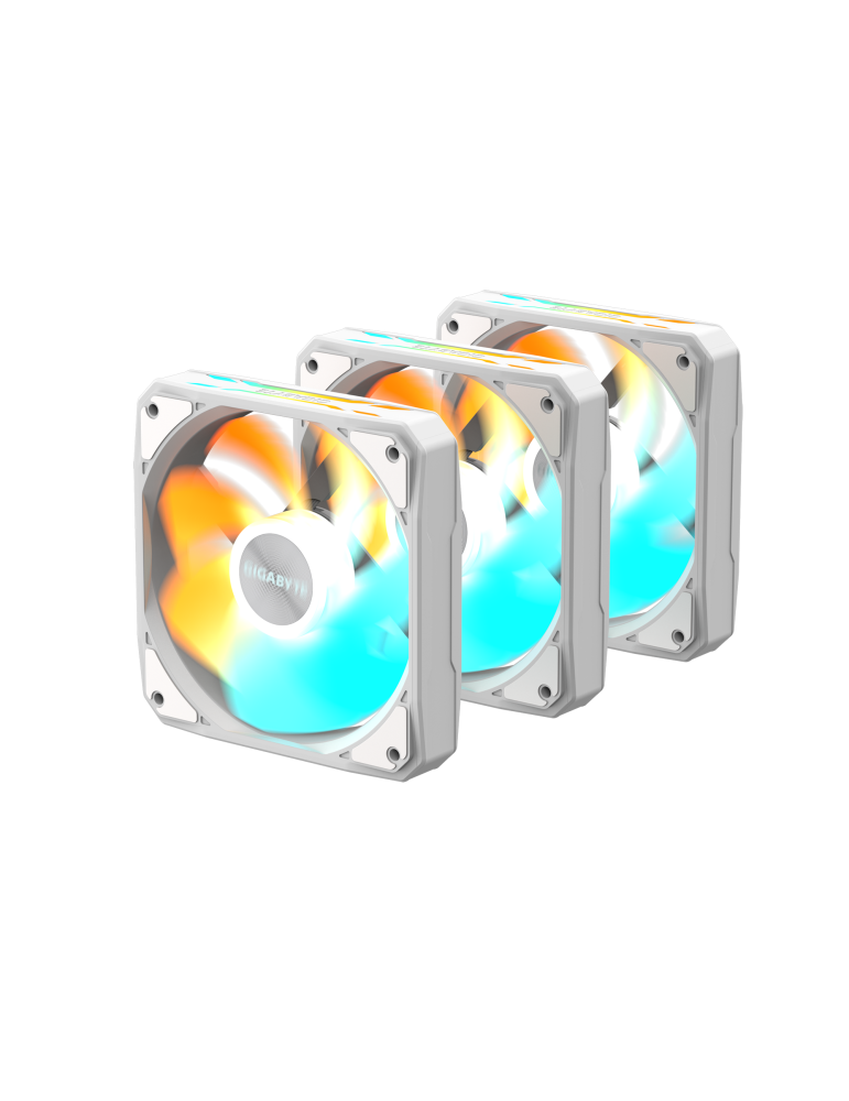 Комплект вентилатори GIGABYTE AORUS EZ CHAIN RVS FAN 120 ICE, 120x120x25mm, 500-2200 RPM, 4 PIN - GP-GBT EZRVSFAN1203 ICE - 1