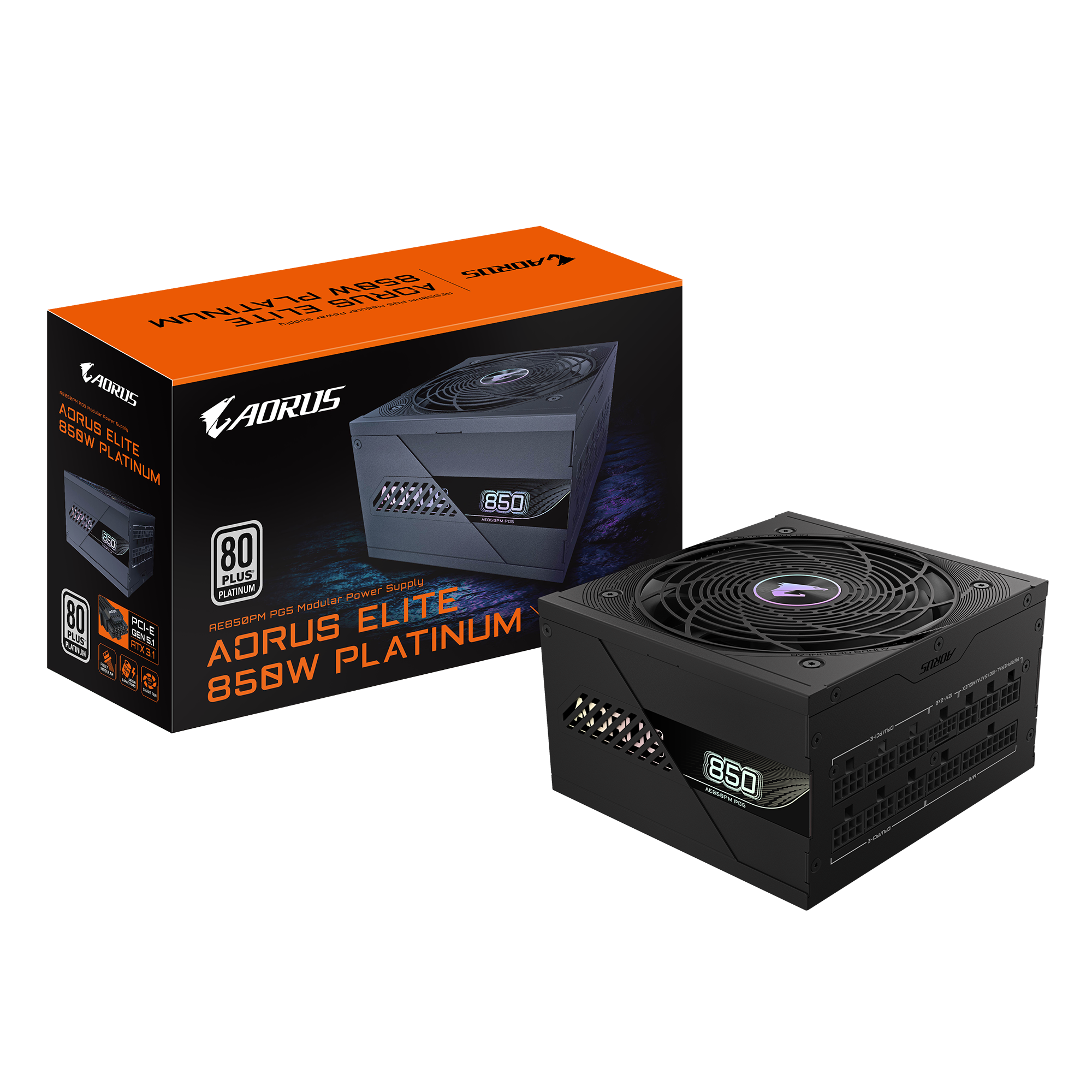 Модулно захранване GIGABYTE AORUS ELITE P850W, 850W 80+ Platinum PCIe 5.1 - GP-AE850PM PG5