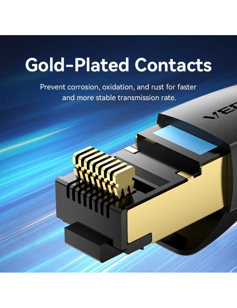 Кабел Vention LAN SFTP Cat.8, 5м, 40Gbps, Екраниран, Позлатени конектори - IKABJ - 8