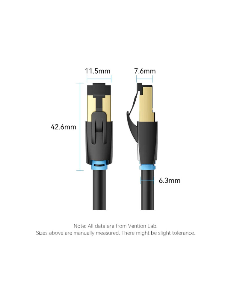 Кабел Vention LAN SFTP Cat.8, 5м, 40Gbps, Екраниран, Позлатени конектори - IKABJ - 14