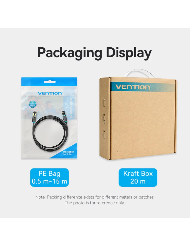 Кабел Vention LAN SFTP Cat.8, 5м, 40Gbps, Екраниран, Позлатени конектори - IKABJ - 15