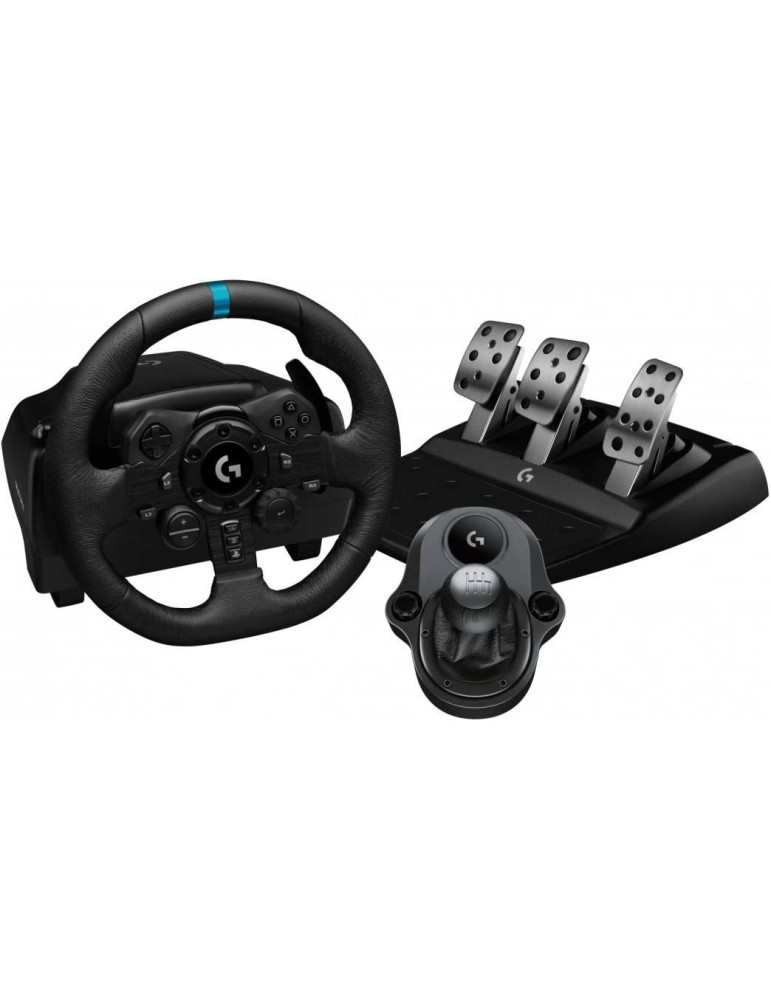 Геймърски волан LOGITECH G923, със скоростен лост, за PS4/PS5/PC, с кабел, USB, черен - 991-000531 - 1