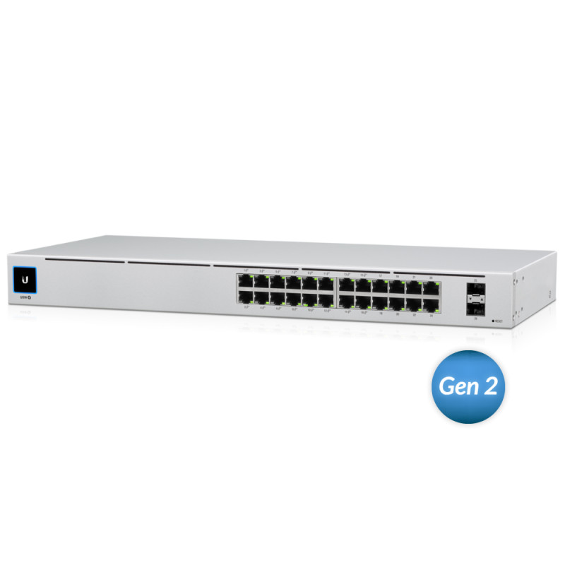 Мрежов комутатор Ubiquiti USW-24-POE Gen2, 24 гигабитни порта, 2 SFP слота, управляем, PoE+ - USW-24-POE - 1
