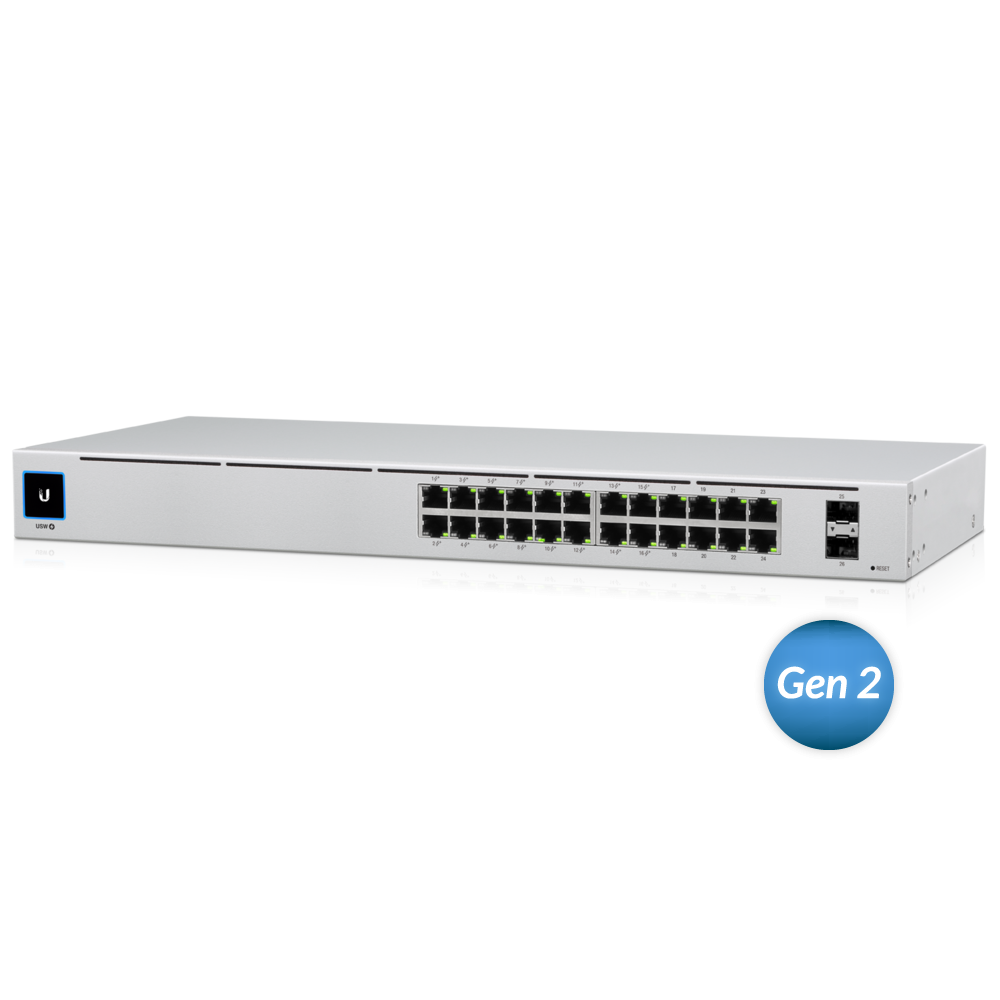 Мрежов комутатор Ubiquiti USW-24-POE Gen2, 24 гигабитни порта, 2 SFP слота, управляем, PoE+ - USW-24-POE - 1