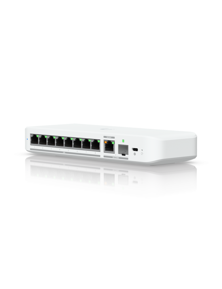 Мрежов комутатор Ubiquiti UniFi Switch Flex 8 2.5G, 8-портов Gigabit, 2.5G/1G/100M/10M, Пасивно охлаждане - USW-FLEX-2.5G-8 - 2