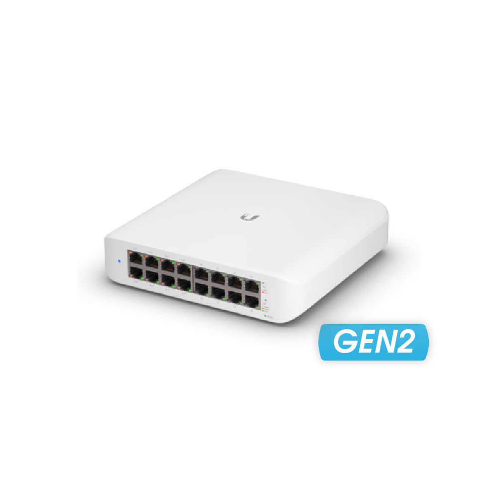 Мрежов комутатор Ubiquiti UniFi Switch Lite USW-Lite-16-PoE Gen2, 16 порта Gigabit PoE, 16 Gbps - 1