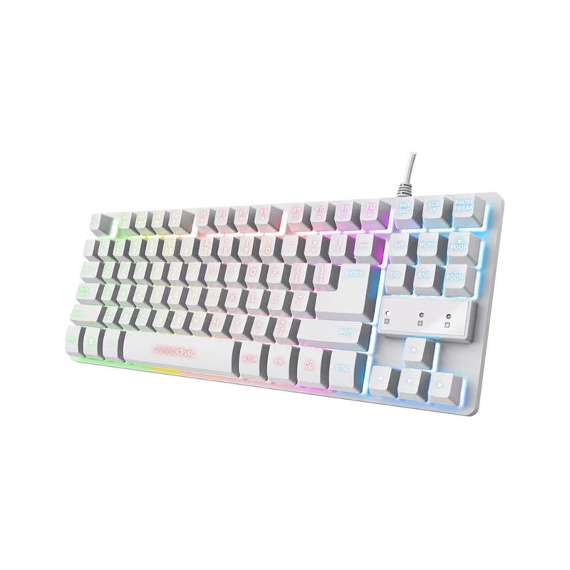 Геймърска механична клавиатура TRUST GXT833 Thado TKL, White, RGB подсветка, USB-A 2.0 - 25894 - 1