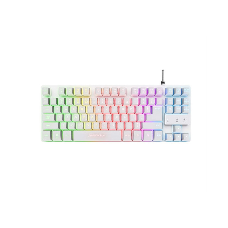 Геймърска механична клавиатура TRUST GXT833 Thado TKL, White, RGB подсветка, USB-A 2.0 - 25894 - 2
