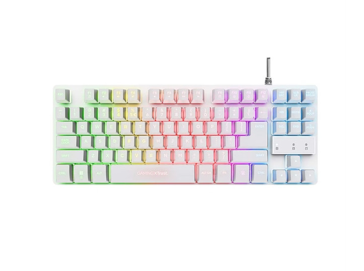 Геймърска механична клавиатура TRUST GXT833 Thado TKL, White, RGB подсветка, USB-A 2.0 - 25894 - 2
