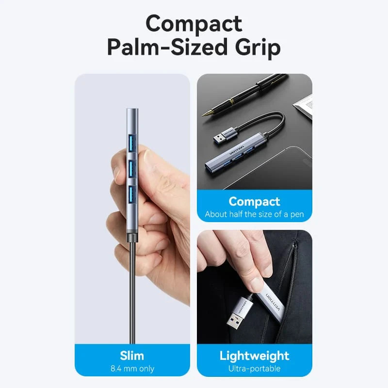 USB хъб Vention, 4 портов USB 3.0 Aluminum - CKOHB - 8