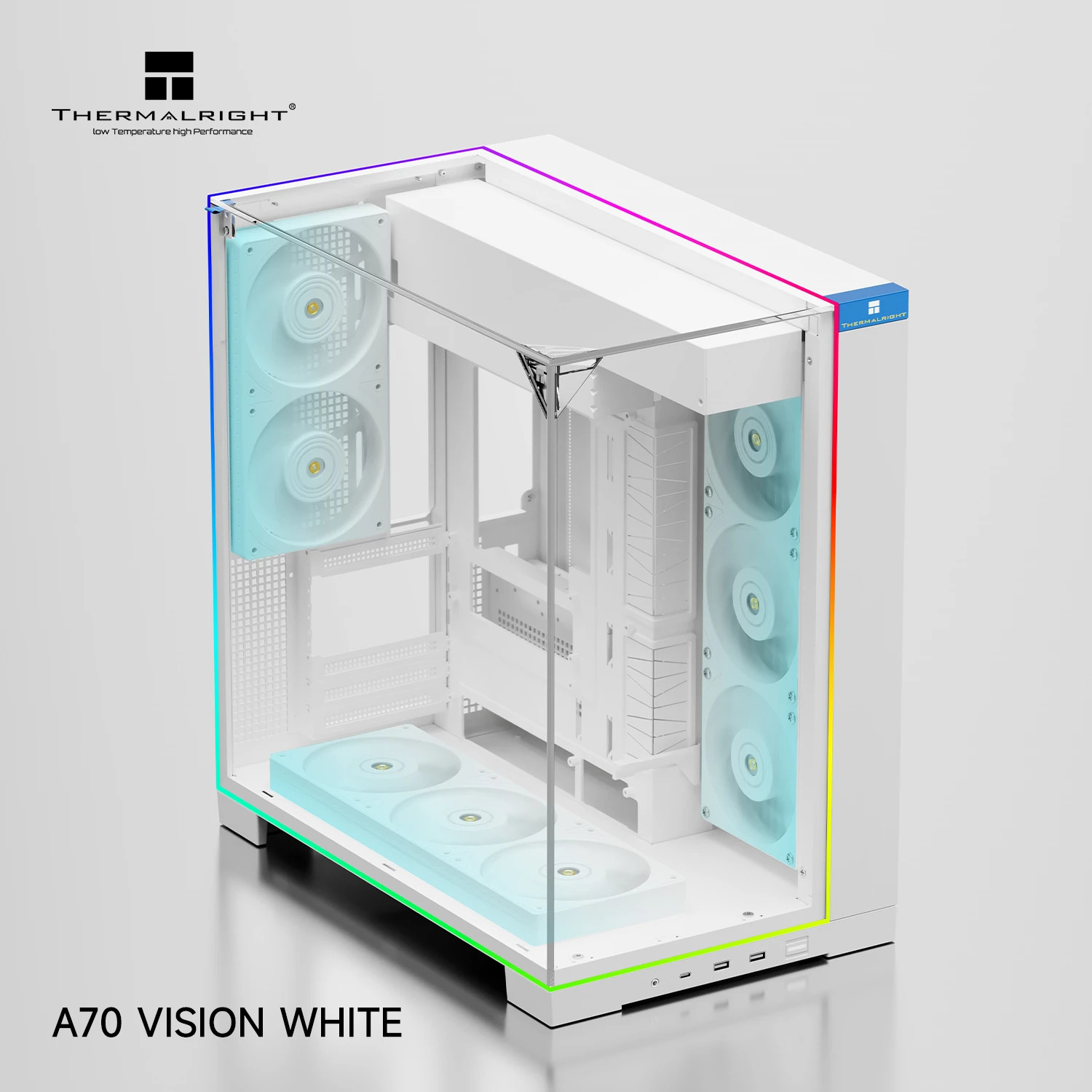 Кутия за компютър Thermalright TR-A70 Vision White, ATX Middle Tower, 9.16" LCD дисплей, USB-C - TR-A70-VISION-WH - 3