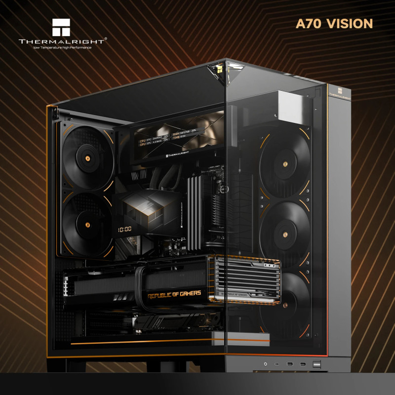 Кутия за компютър Thermalright TR-A70 Vision Black, 9.16" LCD Display, ATX Middle Tower - TR-A70-VISION-BK - 3