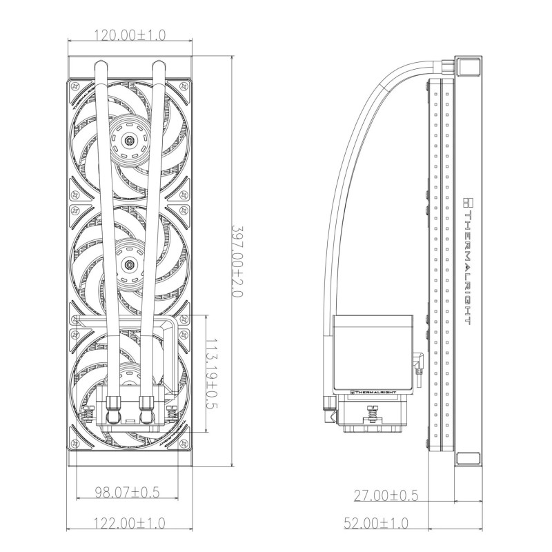 Водно охлаждане за процесор Thermalright Levita Vision 360 UB ARGB, 360mm Радиатор, Меден воден блок, 3x120mm ARGB Вентилатори, Curved AMOLED Display - LEVITA-VISION-360-UB-ARGB-BK - 6