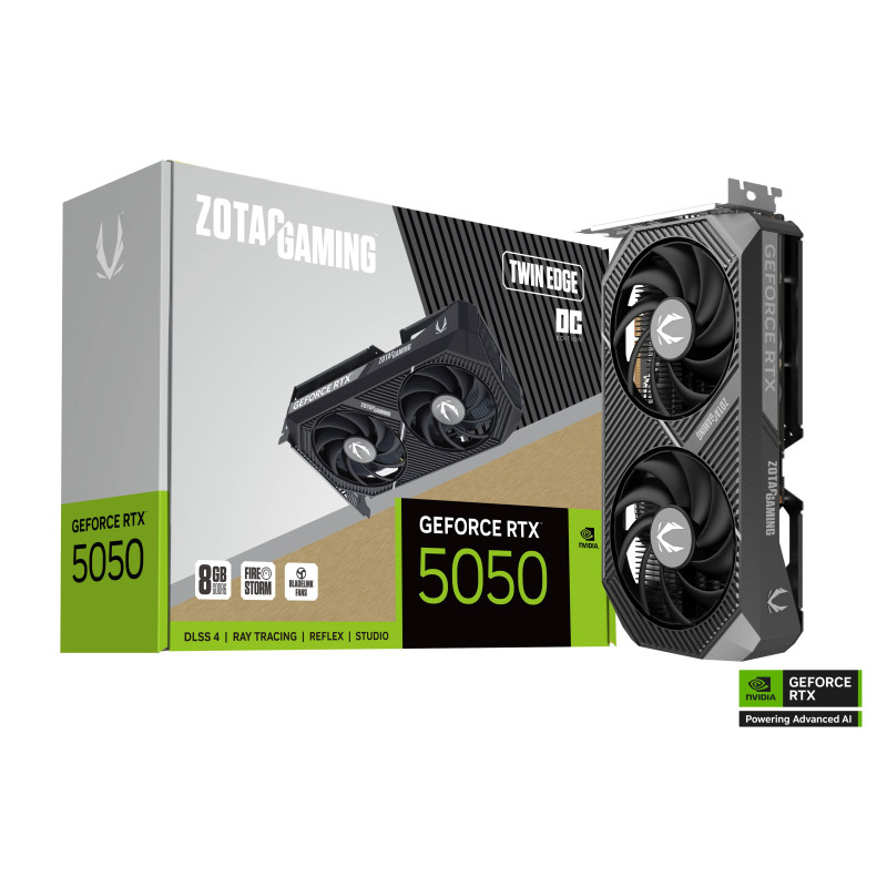 Видео карта ZOTAC GAMING RTX 5050 Twin Edge, 8GB GDDR6 20Gbps - ZT-B50500H-10M - 1