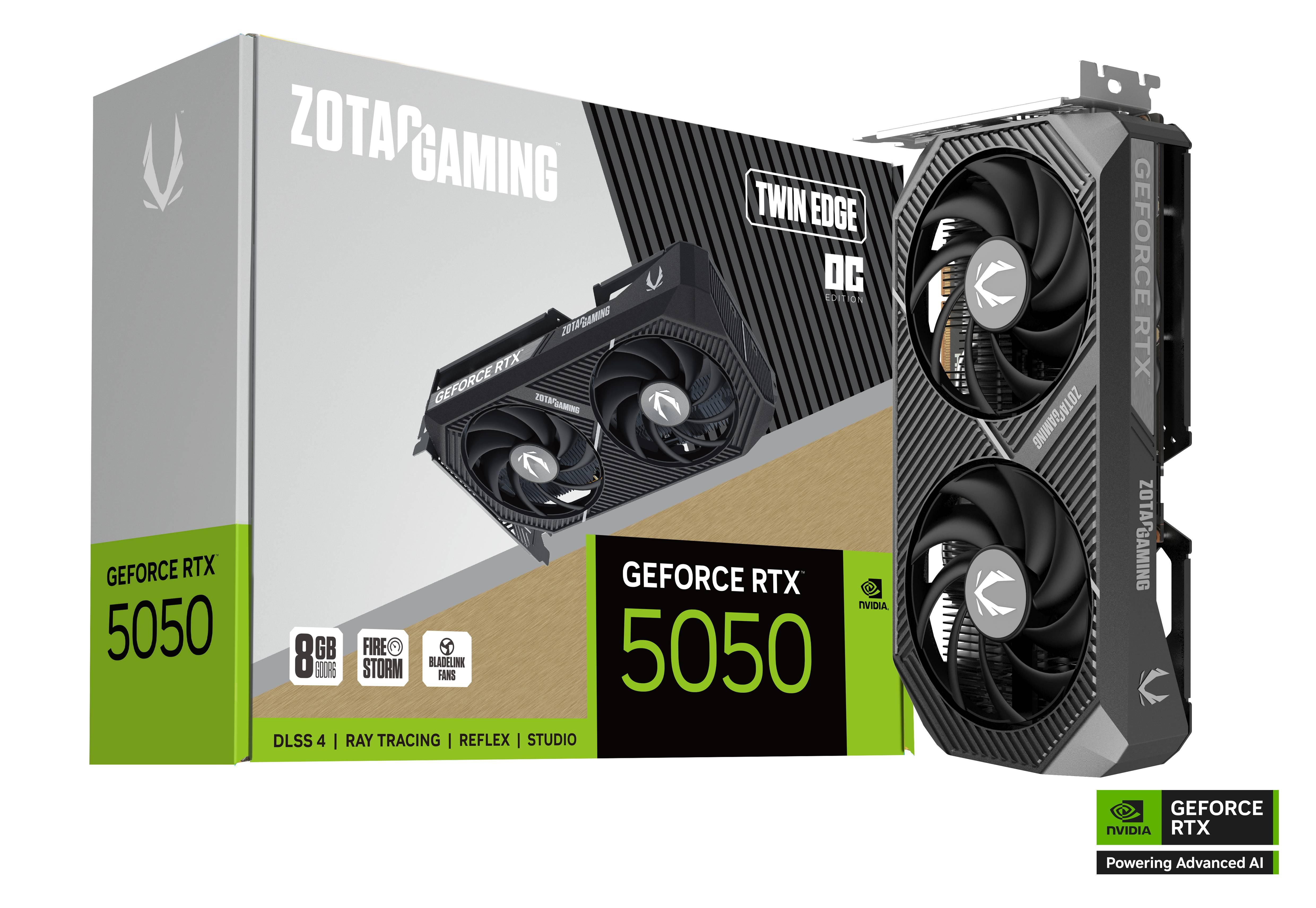 Видео карта ZOTAC GAMING RTX 5050 Twin Edge, 8GB GDDR6 20Gbps - ZT-B50500H-10M - 1
