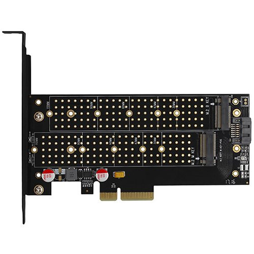 Адаптер AXAGON PCEM2-D, двоен M.2 (NVMe/SATA), PCI Express 3.0 x4 - 2