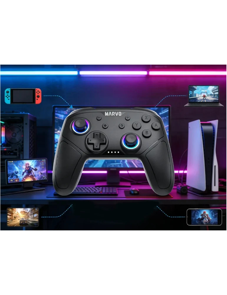 Геймпад Marvo GT-80, Безжичен, Вибрация, 19 бутона - MARVO-GT-80 - 9