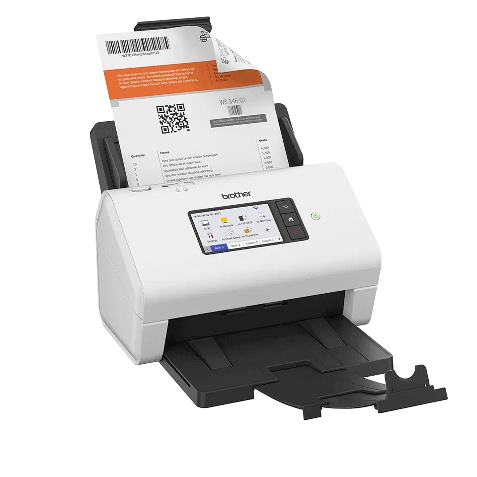 Скенер Brother ADS-4900W, Професионален настолен документ скенер, 60 ppm, 600x600 dpi, ADF 100 листа, USB 3.0, Безжична мрежа - ADS4900WTF1 - 1