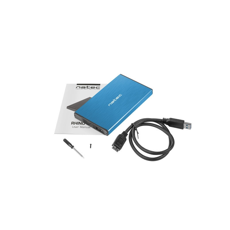 Външна кутия за твърд диск NATEC Rhino Go, 2.5" SATA, USB 3.0, Aluminum, Синя - NKZ-1280 - 6