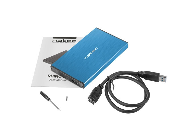 Външна кутия за твърд диск NATEC Rhino Go, 2.5" SATA, USB 3.0, Aluminum, Синя - NKZ-1280 - 6