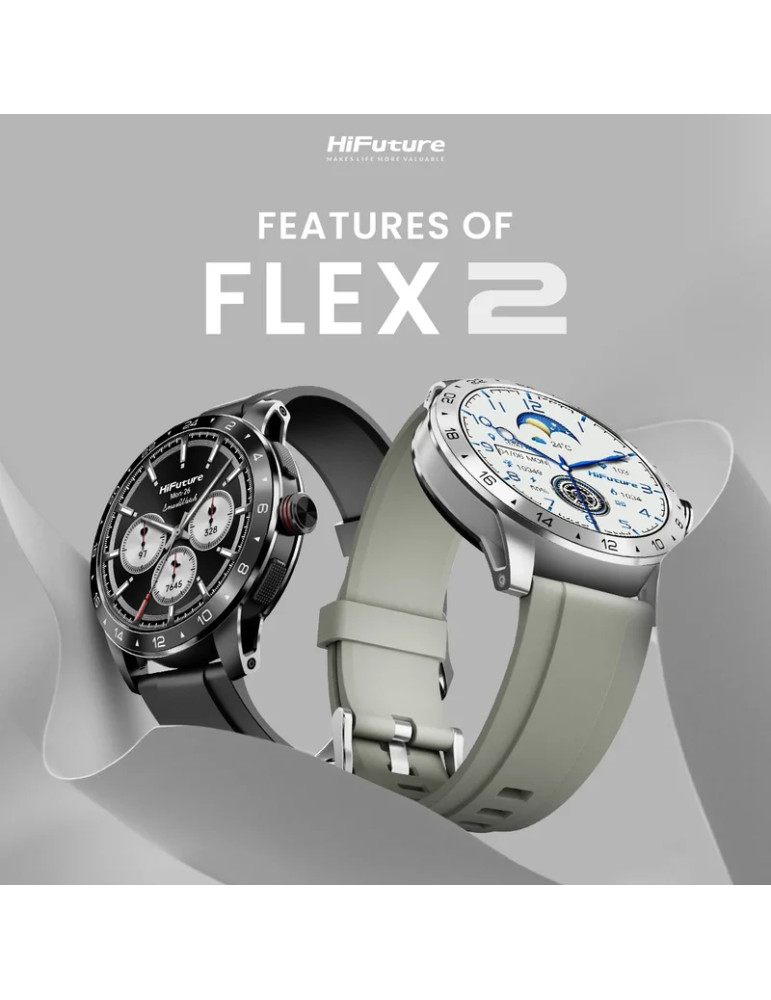 Часовник HiFuture Flex 2, 1.39" FHD AMOLED 360x360, Bluetooth 5.2, IP68 - 6972576181879 - 2