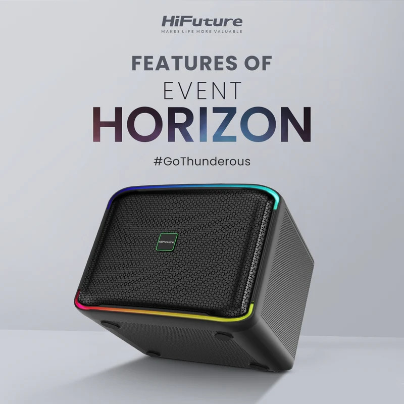 Bluetooth Тонколонка HiFuture Event Horizon Black, 100W, Bluetooth 5.3, IPX4, RGB Light, TWS Mode - 6972576182159 - 5
