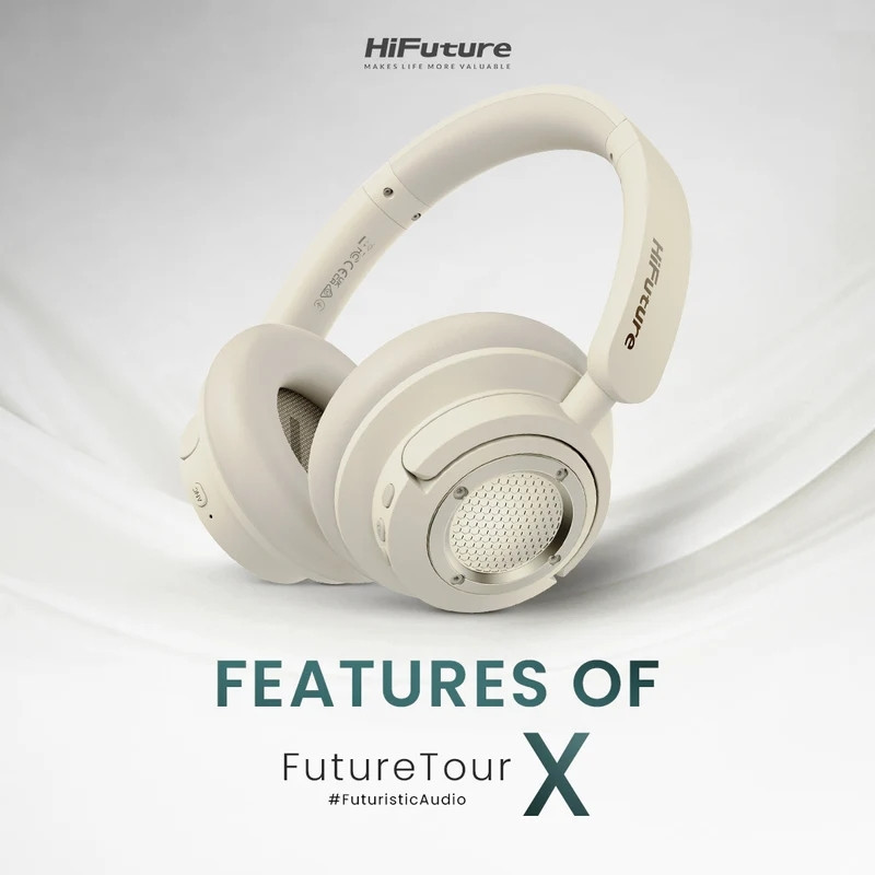 Bluetooth  слушалки HiFuture FutureTour X, Champagne Gold, Wireless 5.4, Active Noise Cancelling, 35 часа работа - 6972576182210 - 2