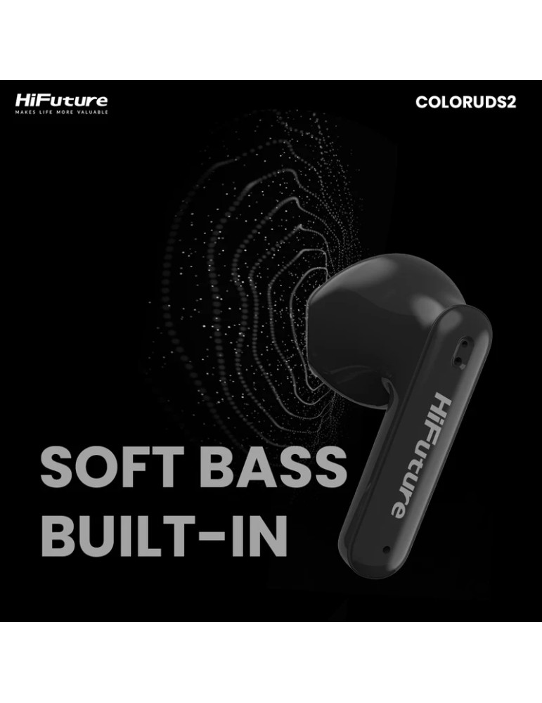Безжични слушалки HiFuture ColorBuds2, Black, Bluetooth 5.3, 10MM Driver, 20h работно време - 6972576181091 - 3