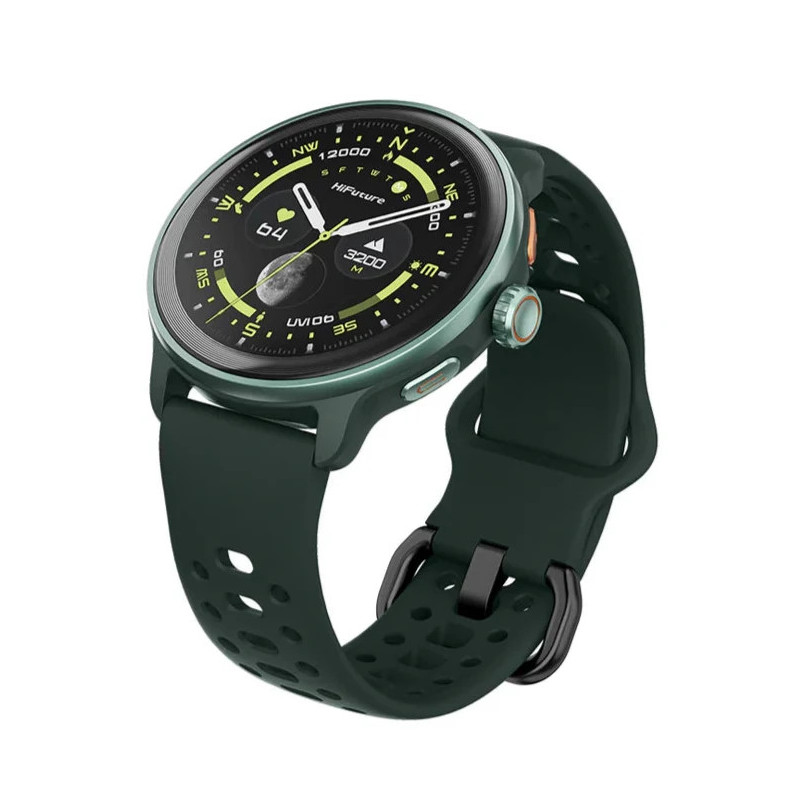 Смарт часовник HiFuture Vela, 1.43" AMOLED 466x466, Dual Core, Bluetooth 5.3, 400mAh, Dark Green - 6972576182395 - 2