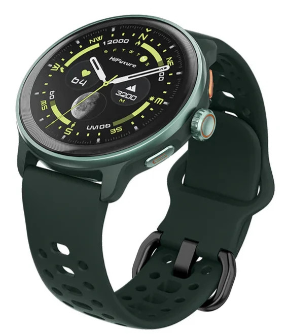 Смарт часовник HiFuture Vela, 1.43" AMOLED 466x466, Dual Core, Bluetooth 5.3, 400mAh, Dark Green - 6972576182395 - 2