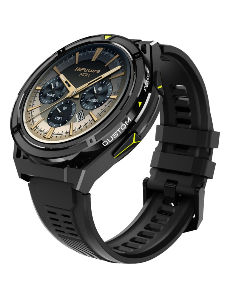 Смарт часовник HiFuture Active Black Yellow, 1.43" AMOLED 466x466, Dual Core ATS3085L, Bluetooth 5.3, 256MB, 480mAh, 5ATM - 6972576182005 - 2