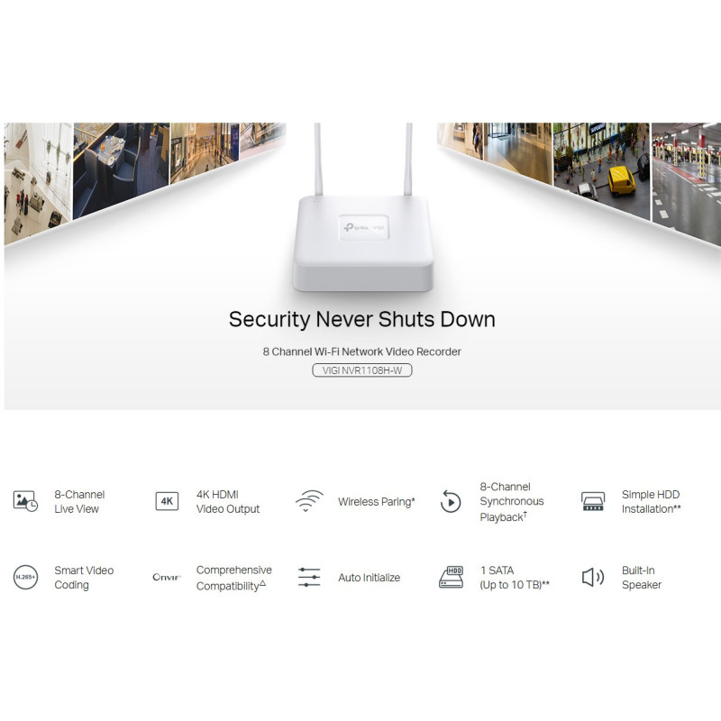8-канално NVR записващо устройство TP-Link VIGI NVR1108H-W, 8-канален, H.265+, Двупосочно аудио, Smart Detection - 5
