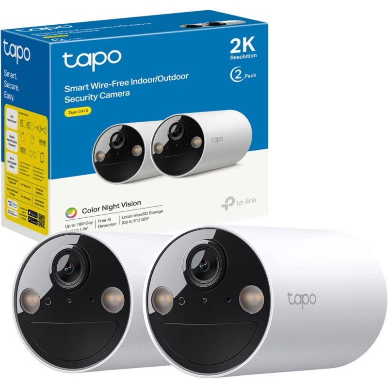Интелигентна безжична охранителна камера TP-Link Tapo C410 (2-pack), 2K QHD, Indoor/Outdoor, IP65 - 1