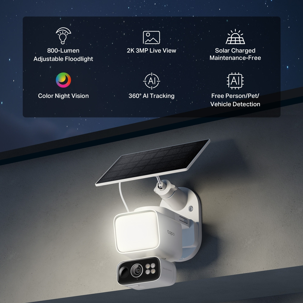 Охранителна камера TP-Link Tapo C615F KIT, 3MP, соларно захранване, Pan/Tilt, двупосочен аудио - 3