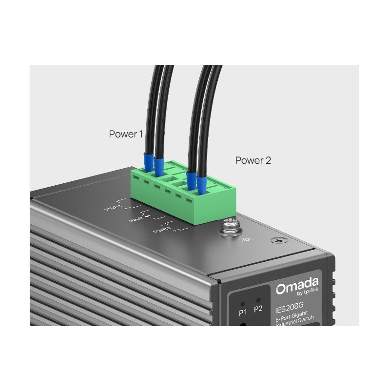 Управляем комутатор TP-Link Omada IES208G, 8-портов Gigabit, DIN-rail монтаж, redundant DC захранване - 9