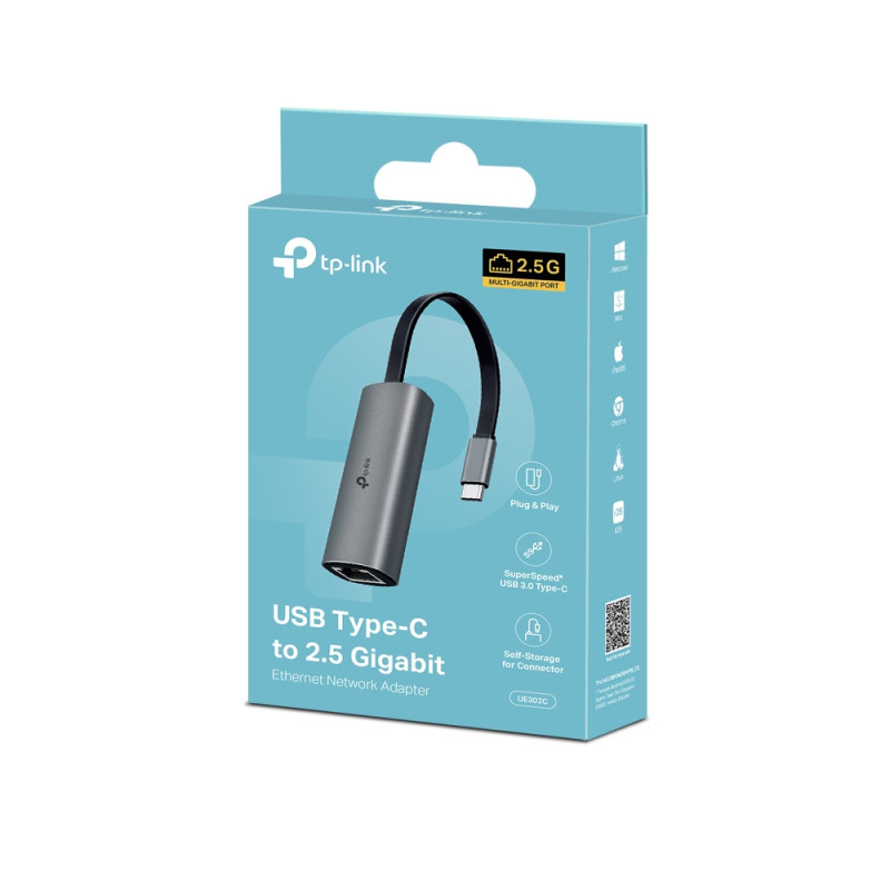 Мрежов адаптер TP-LINK UE302C, USB Type-C към 2.5 Gigabit Ethernet - 3